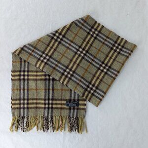 Burberrys Green Nova Check | 100% Cashmere Scarf | Made in England